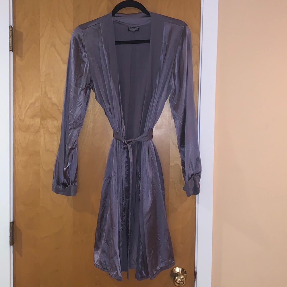 Italian Grey Silk Robe. From Italy. Never Worn.